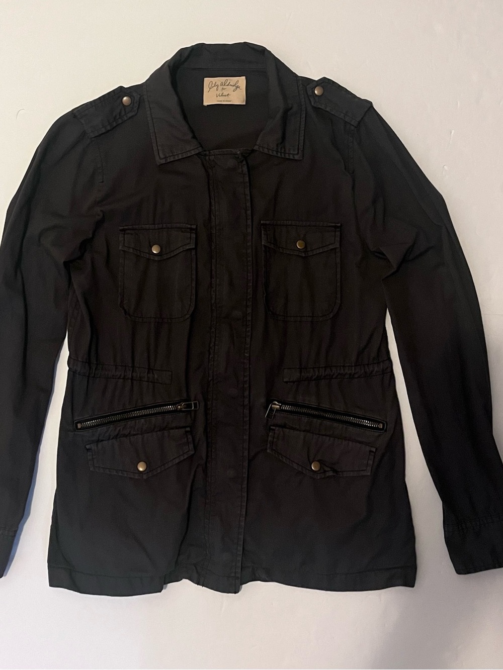 Jilly Aldridge for Velvet Dark Charcoal Cotton Utility Military Jacket S